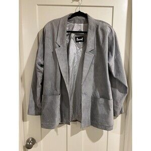 Vintage Gray Suede Leather Blazer Jacket
